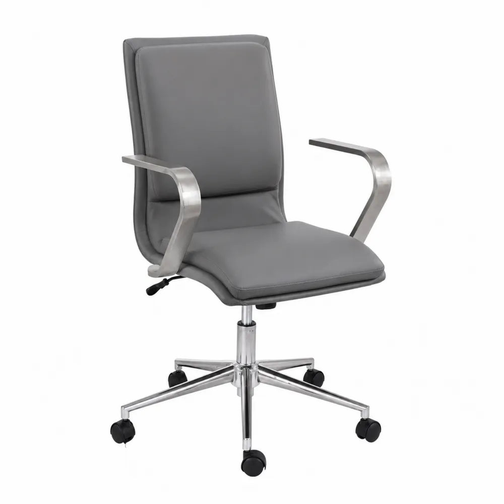 Ergonomischer Bürostuhl Leder Grau Höhenverstellbar Drehbar