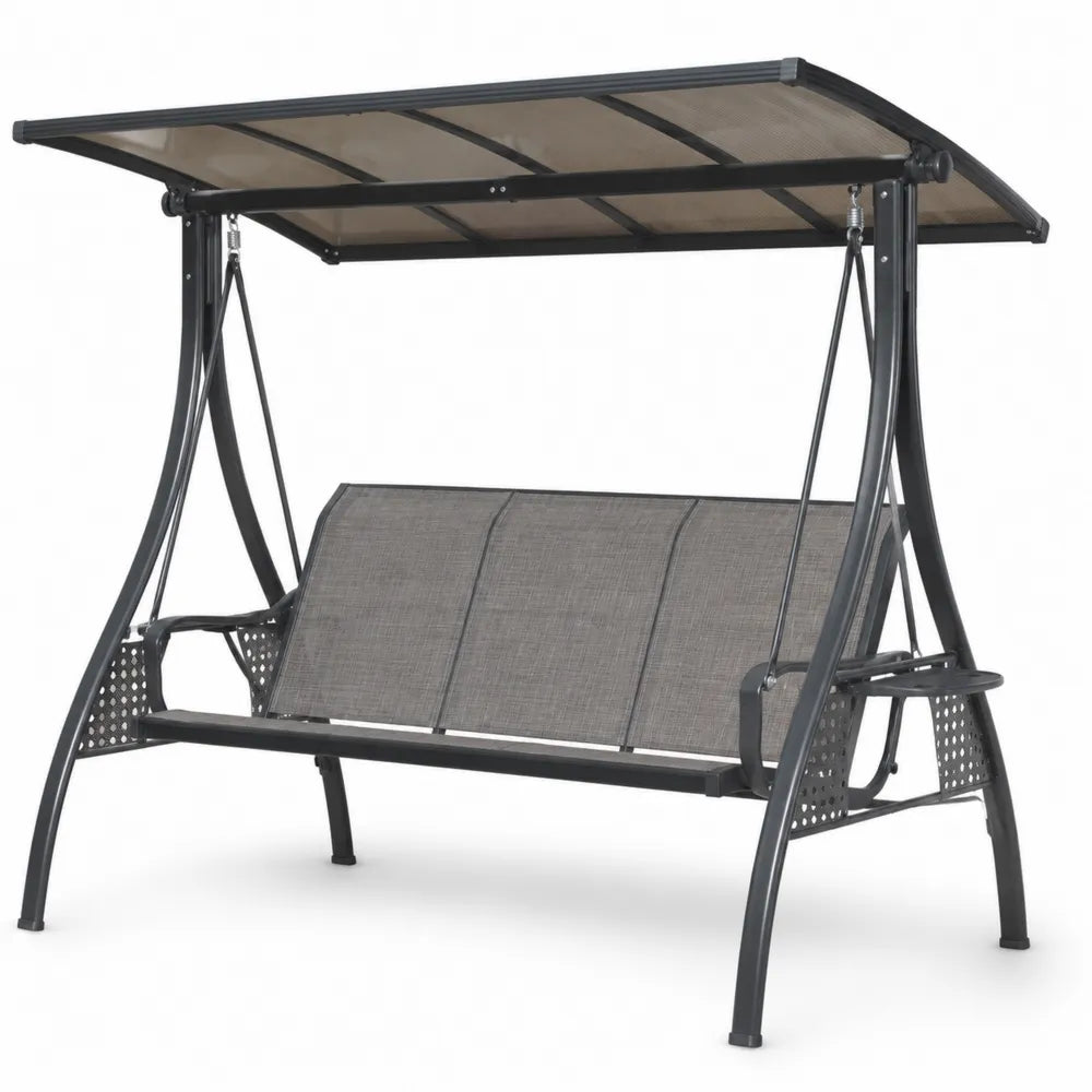 Gartenschaukel aus Metall mit Polyester-Sonnendach Grau