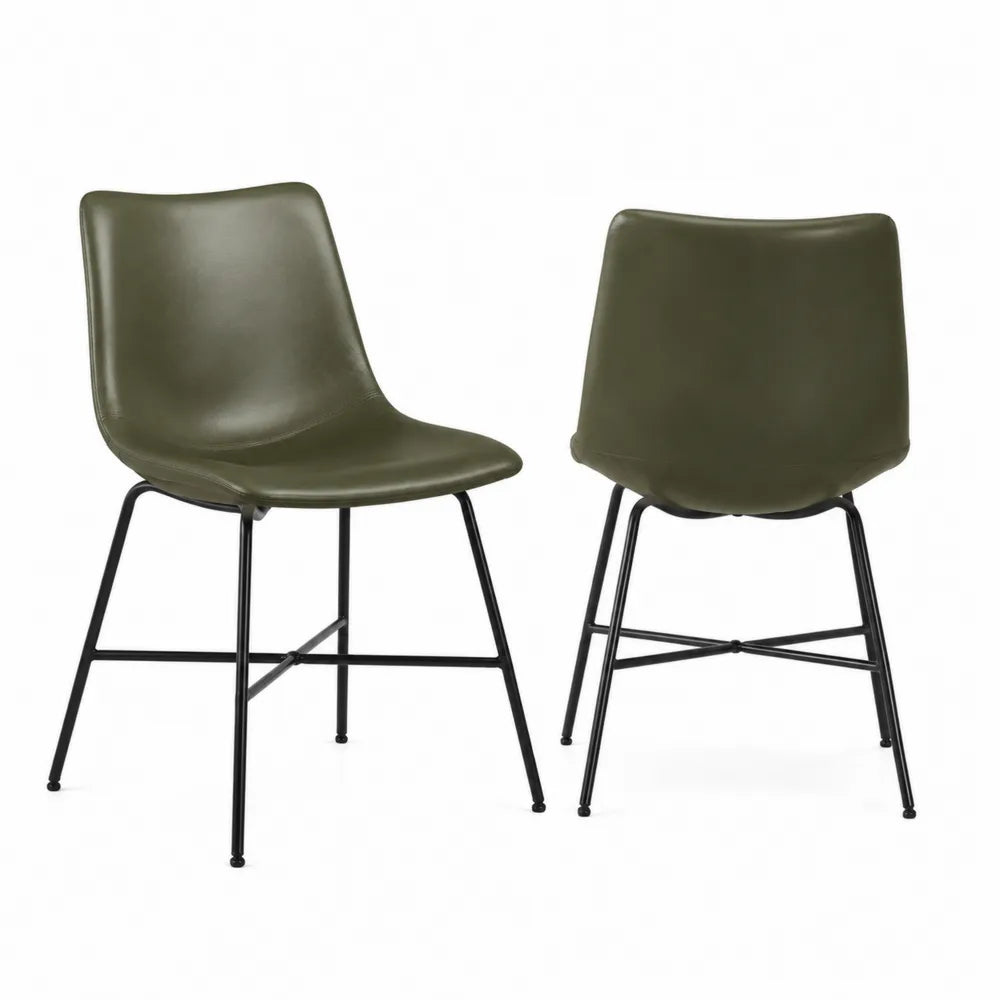 2er-Set Stühle aus Kunstleder Grün mit Metallgestell