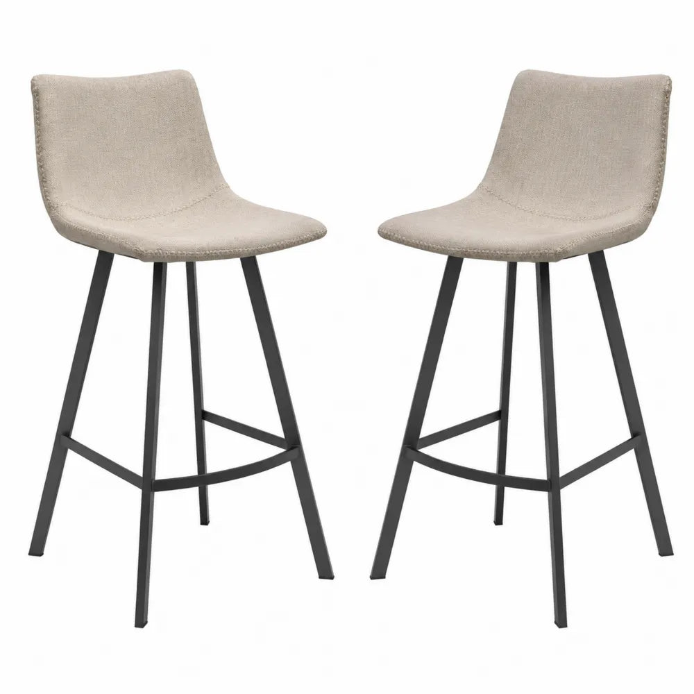2er Set Barhocker Beige Polyester Metallrahmen
