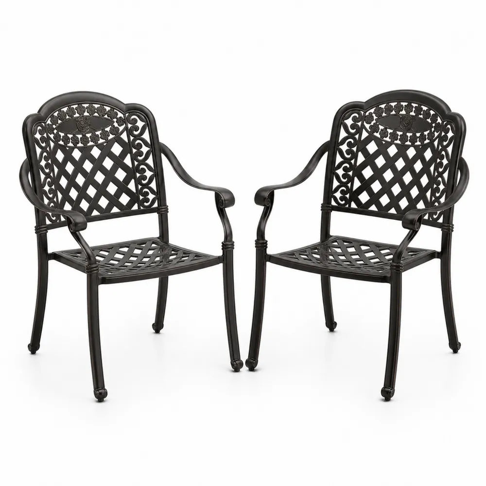 Set aus zwei Gartenstühlen aus Gusseisen, Schwarz