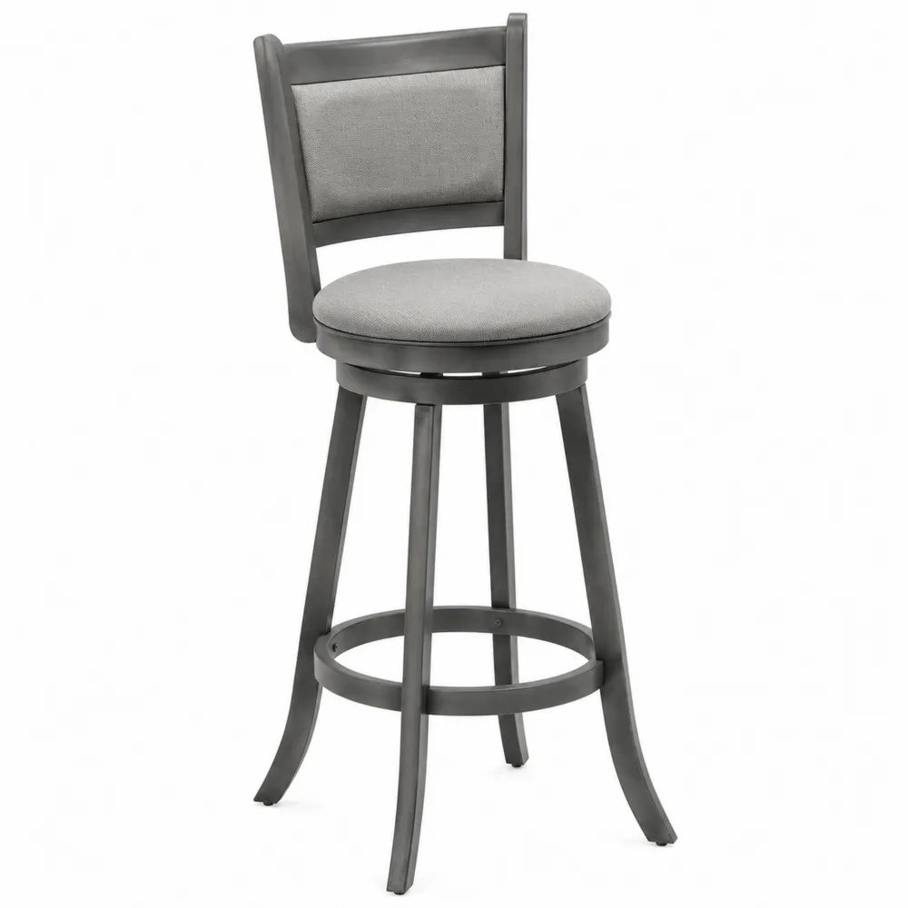 Barhocker Metall Grau Stoffpolsterung Drehbar