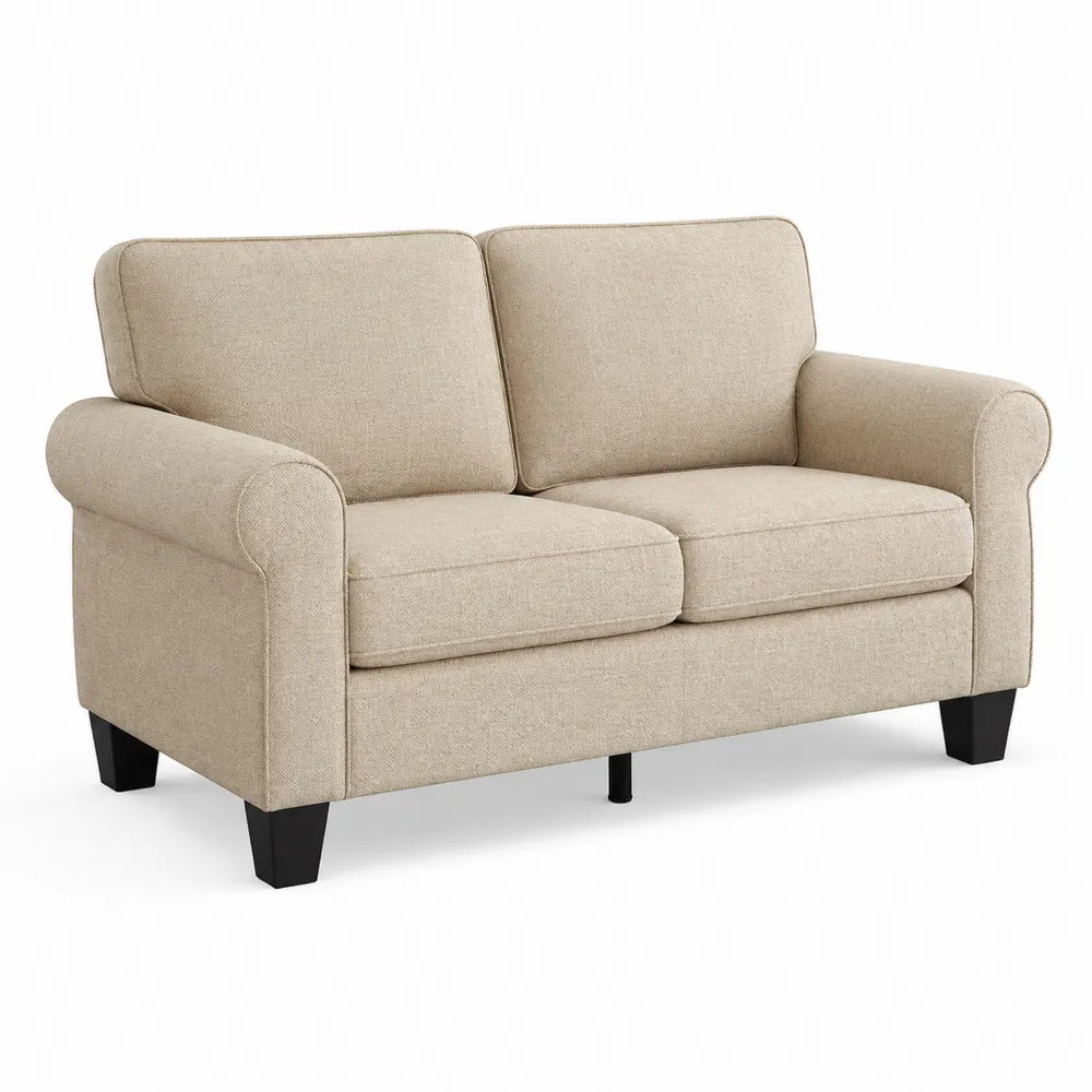 Zweisitzer Sofa Textil Beige