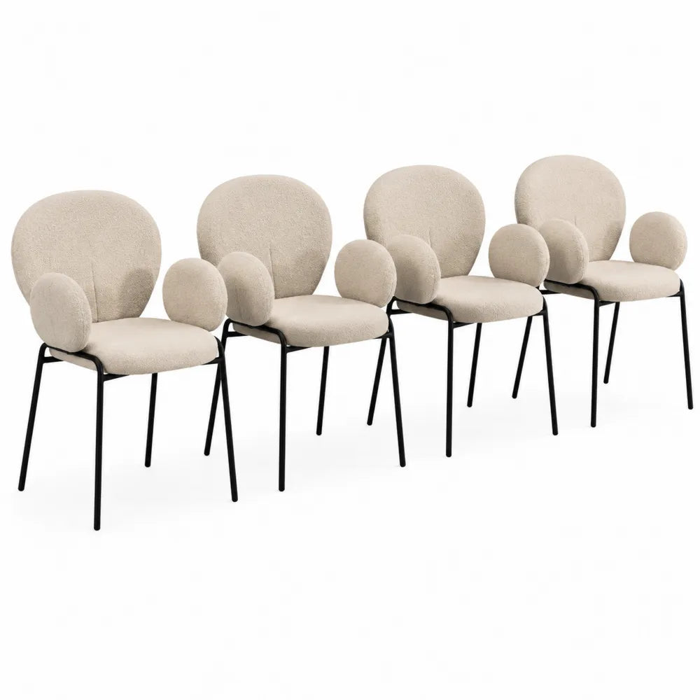 Set aus 4 Esszimmerstühlen Beige Stoff Metallrahmen
