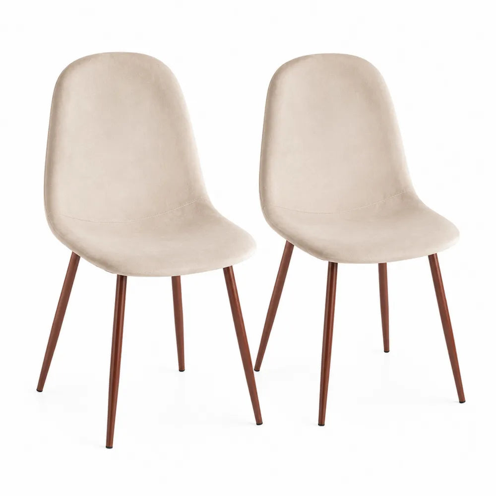 Esszimmerstühle Set 2er Beige Stoff Metallbeine