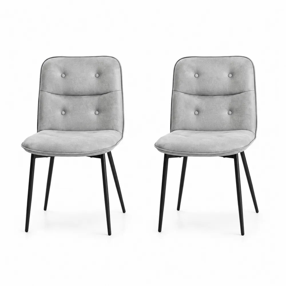 2er Set Esszimmerstühle Stoff Grau Metallbeine
