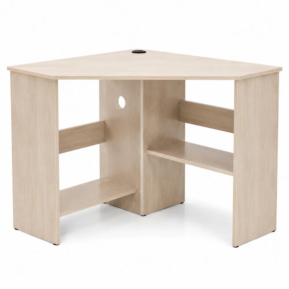 Eckschreibtisch aus MDF mit Regalen in Hellbraun