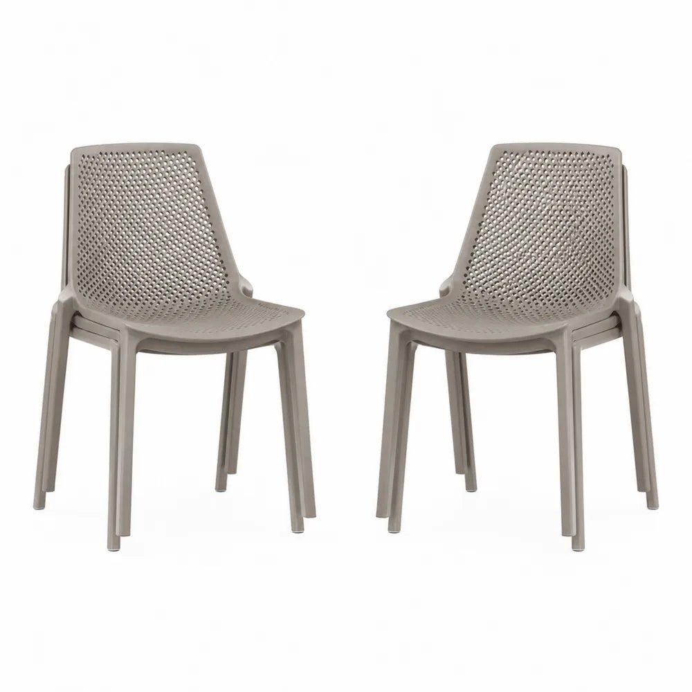 2er Set Kunststoffstühle Taupe 49x55x81cm