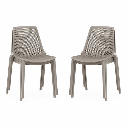 2er Set Kunststoffstühle Taupe 49x55x81cm