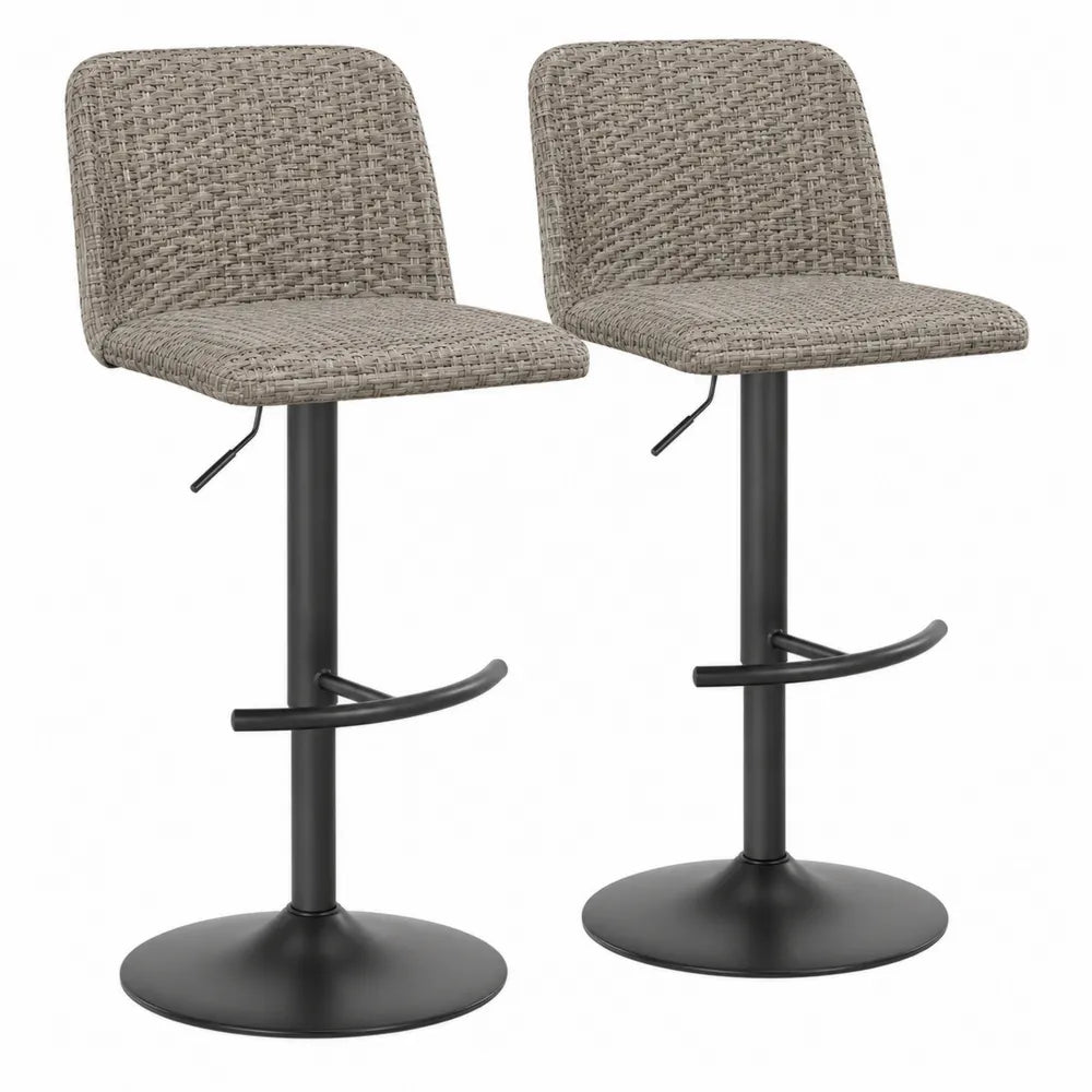 2er-Set Höhenverstellbare Barhocker Braun Polyestermischung Metall