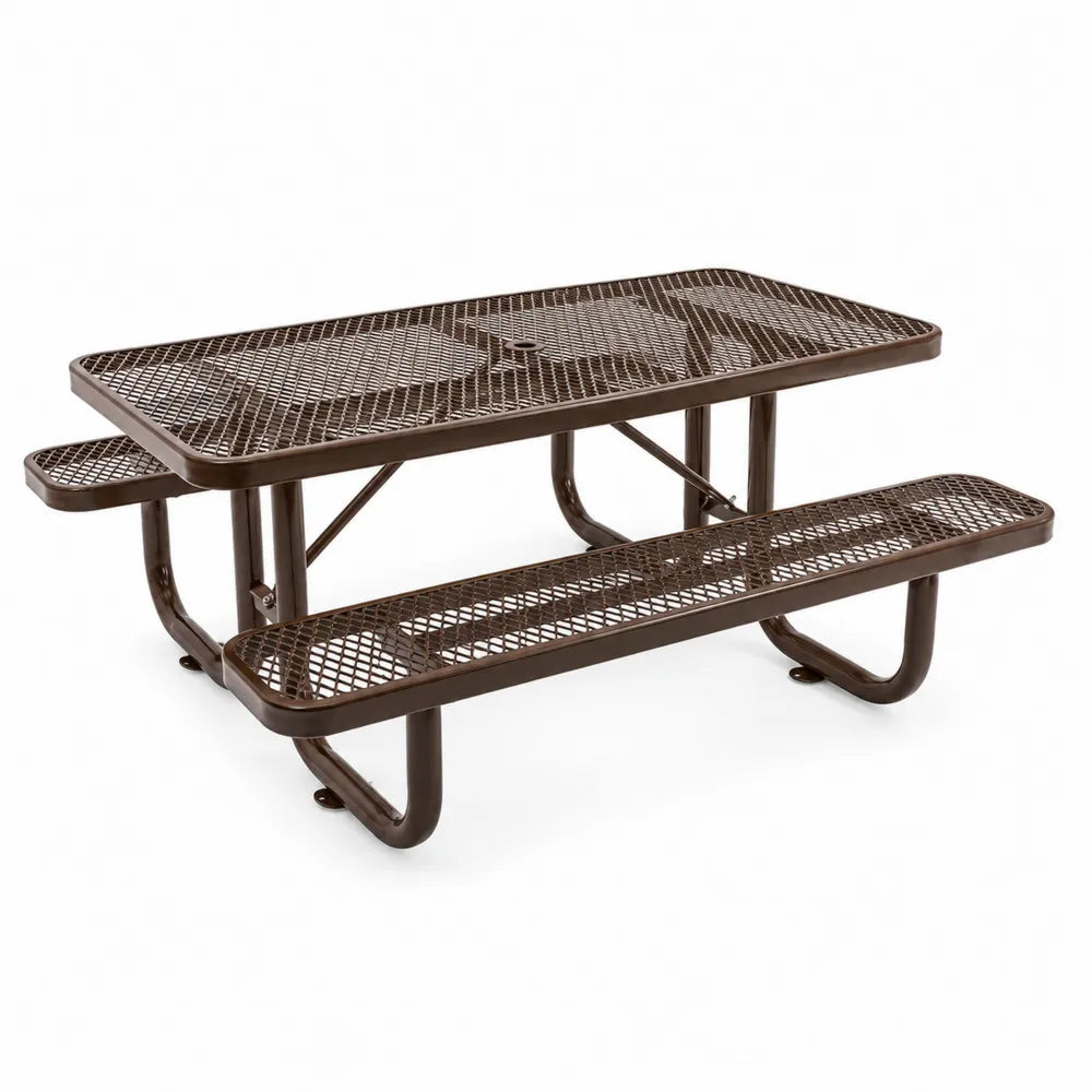 Rechteckiger Picknicktisch aus Metallgitter, Braun