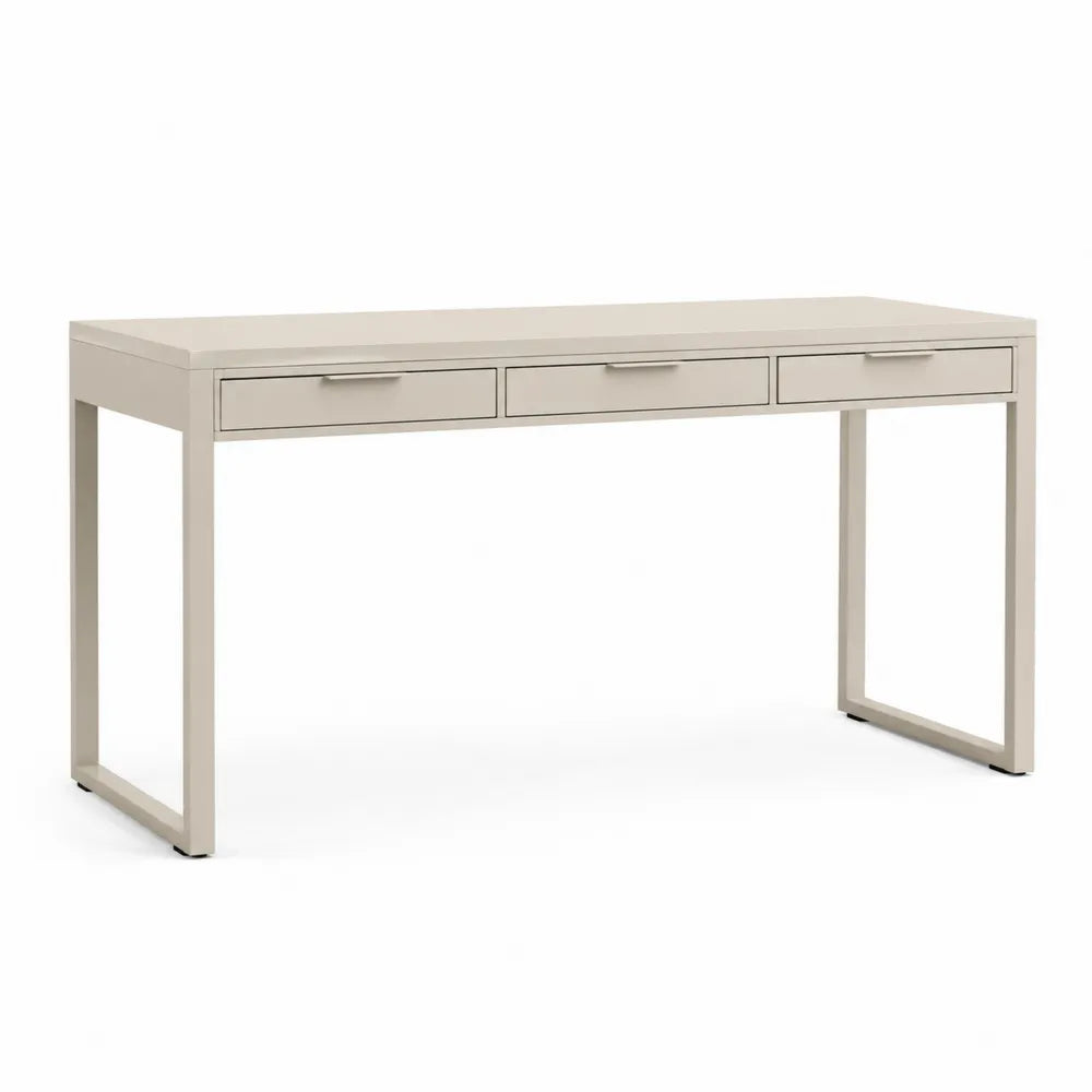 Schreibtisch mit 3 Schubladen MDF und Metall Beige 150x55x75 cm