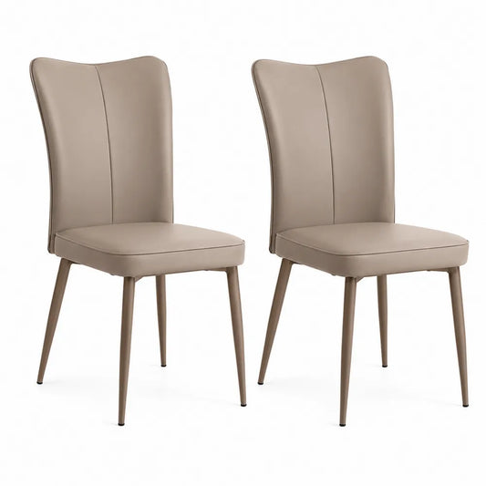 2er Set Esszimmerstühle, Kunstleder, Beige