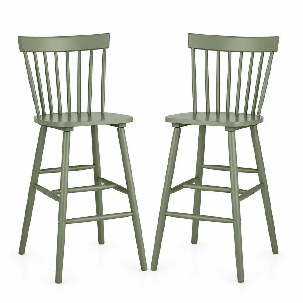 2er Set Barhocker aus Massivholz Grün