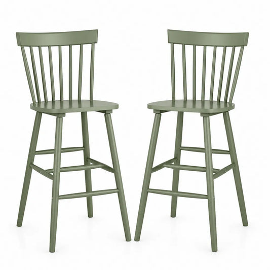 2er Set Barhocker aus Massivholz Grün