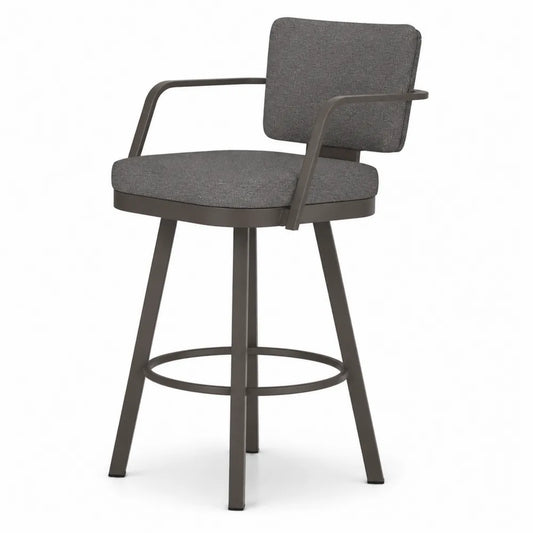 Barhocker mit Metallrahmen und Polstersitz, Grau