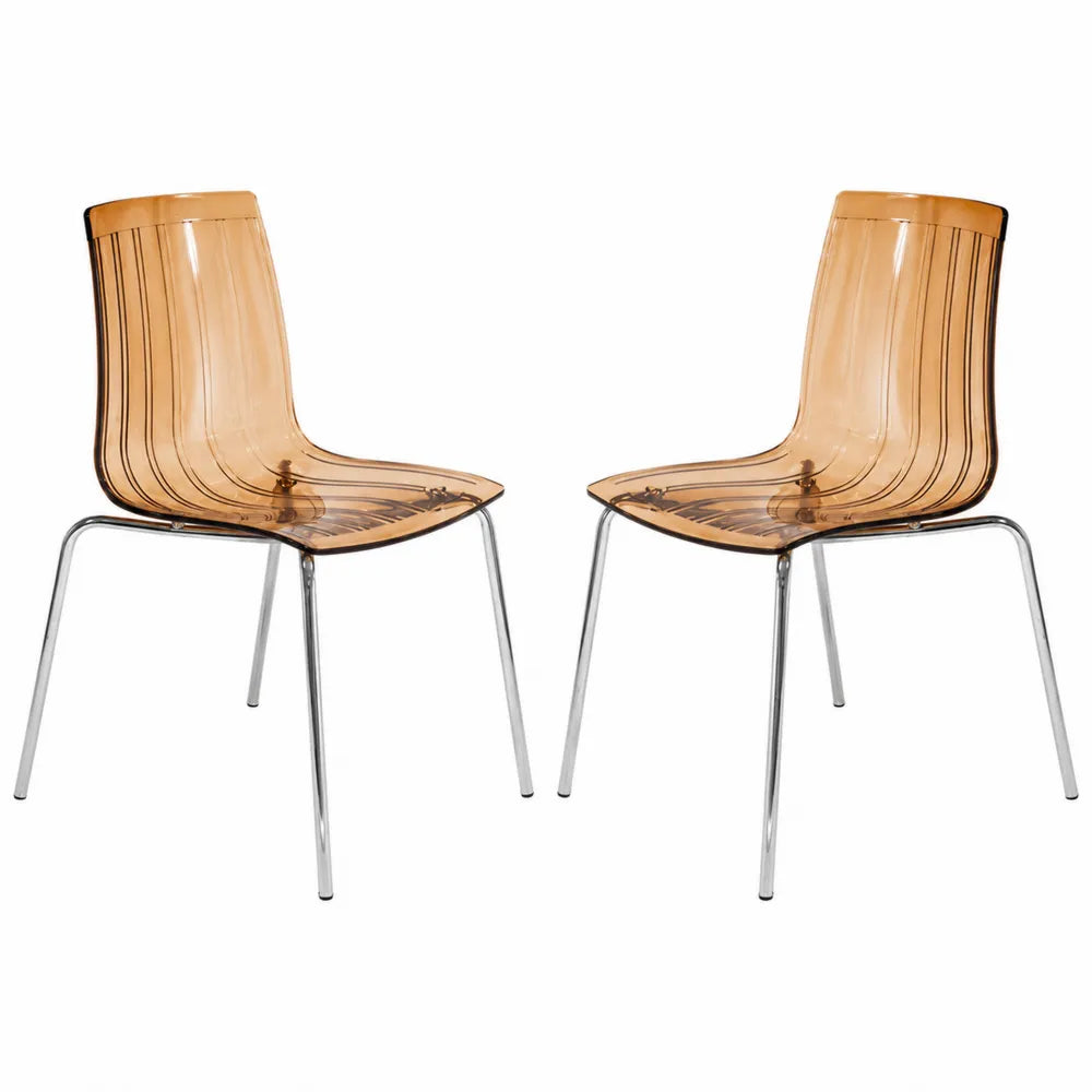 Stuhlset 2er Polycarbonat Transparent Chrom