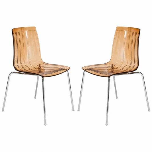 Stuhlset 2er Polycarbonat Transparent Chrom