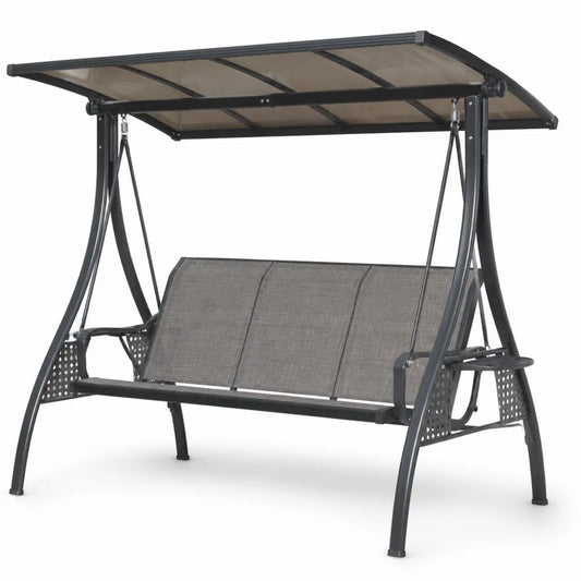 Gartenschaukel aus Metall mit Polyester-Sonnendach Grau