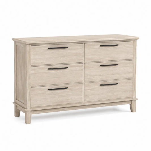 Kommode mit 6 Schubladen aus Eichenholz in Beige