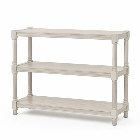 Konsole aus MDF und Kiefernholz mit 3 Regalböden 90x30x80 cm Beige