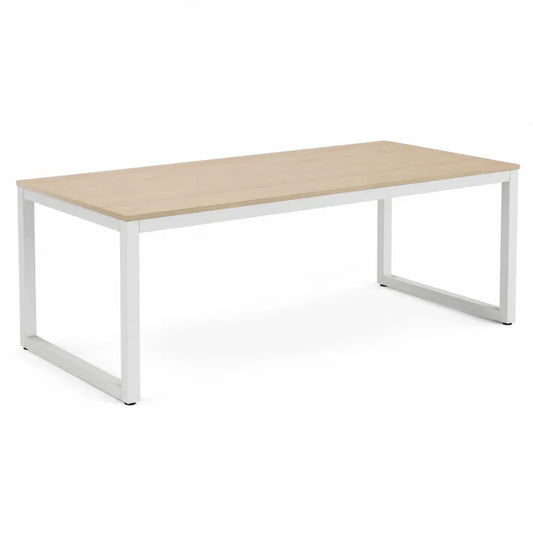 Rechteckiger Tisch Holz Metall Weiß 200x90x75cm