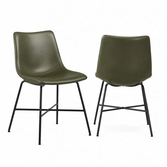 2er-Set Stühle aus Kunstleder Grün mit Metallgestell
