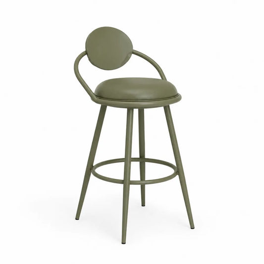 Barhocker Kunstleder Olivgrün Metallgestell 100 cm