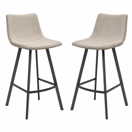 2er Set Barhocker Beige Polyester Metallrahmen