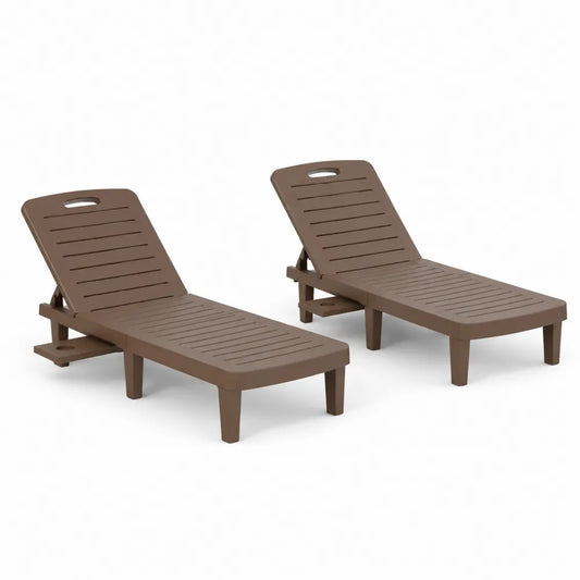 2er Set Liegestühle Polypropylen Braun Verstellbar 195 cm