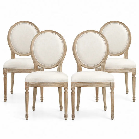 Esszimmerstuhl 4er Set, Holz, Polyester Beige