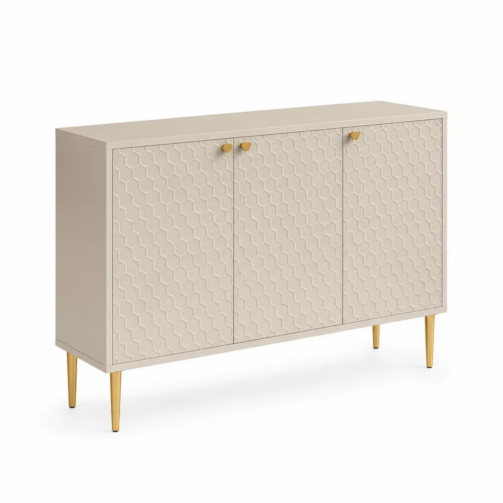 Beiger MDF-Schrank mit Metallbeinen