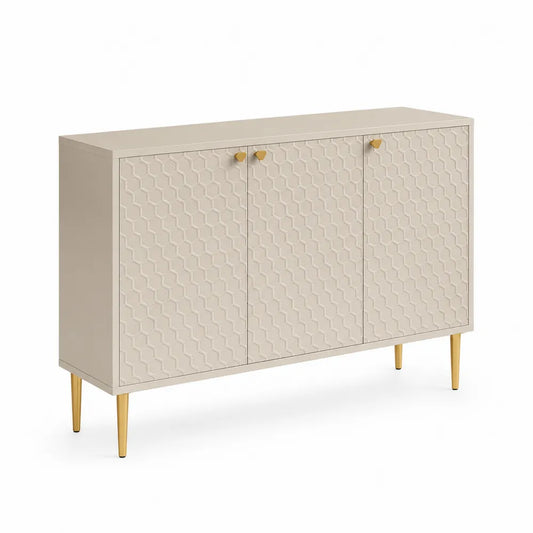 Beiger MDF-Schrank mit Metallbeinen