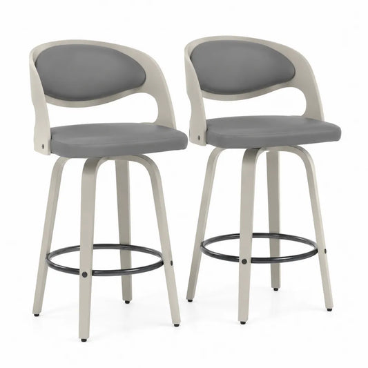 2er-Set Barhocker aus Metall und Kunstleder, Grau