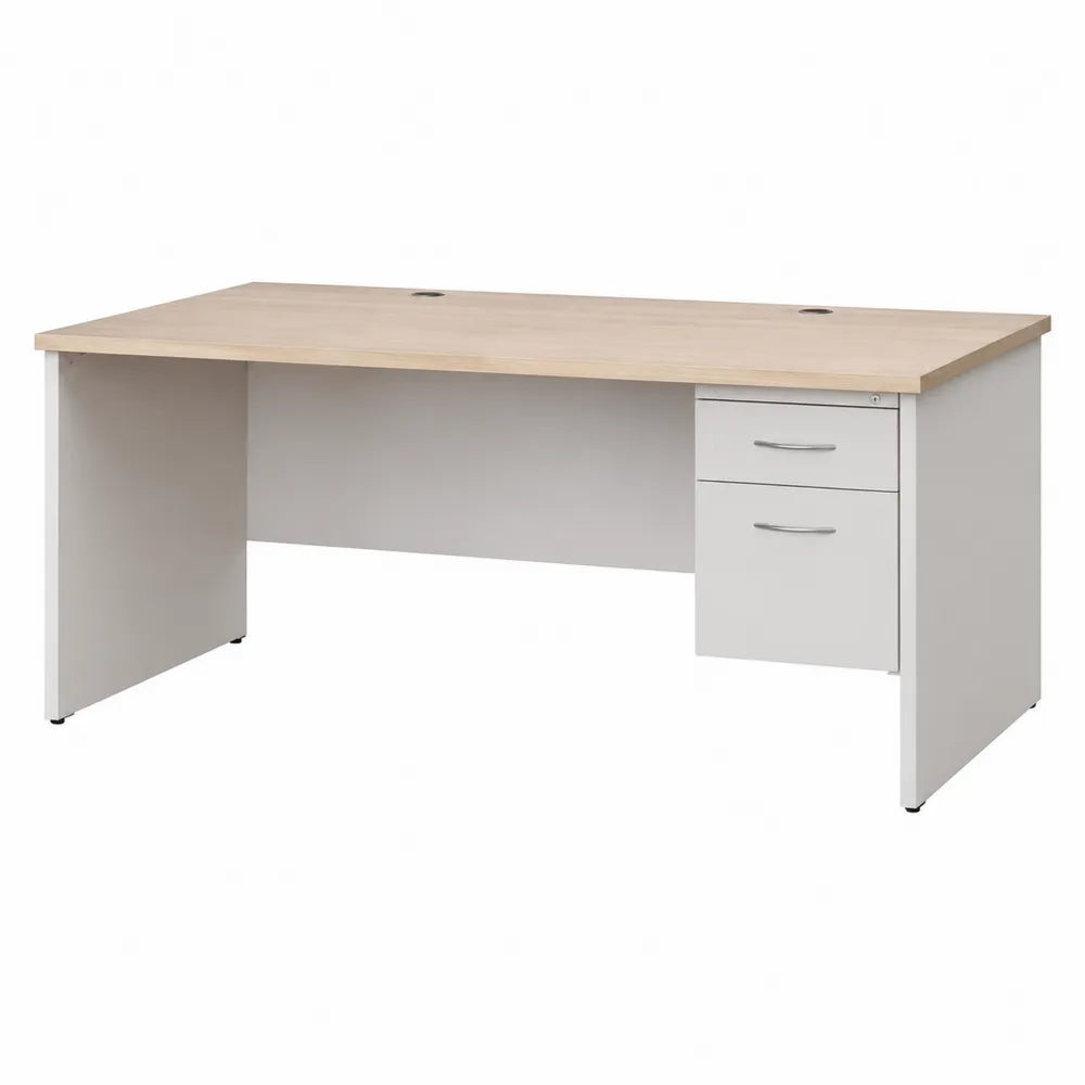Holzschreibtisch mit Schubladen Ahorn/Weiß 160x80x75 cm