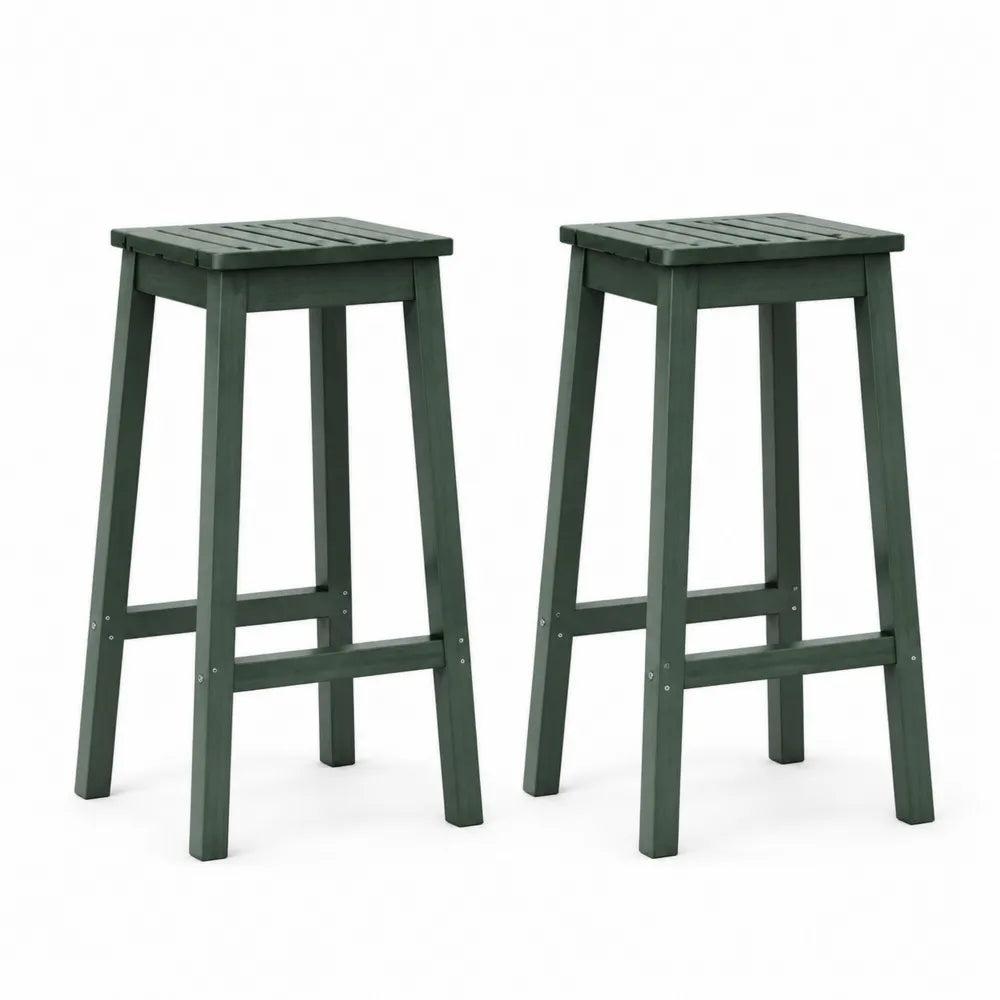 2er Set Holz Barhocker Grün 75 cm