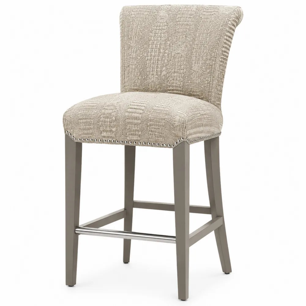 Barstuhl mit Stoffbezug Beige Massivholz