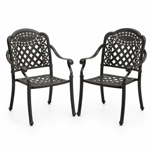 Set aus zwei Gartenstühlen aus Gusseisen, Schwarz