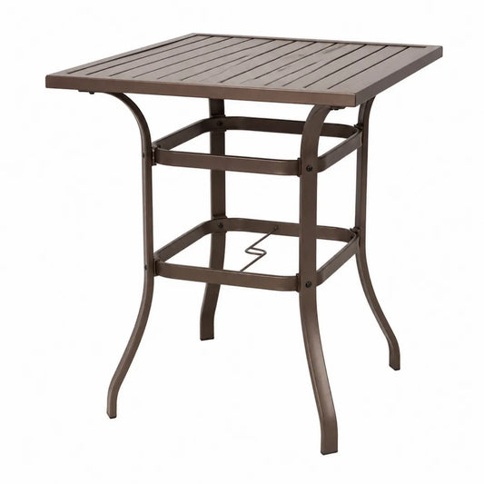 Quadratischer Metall-Gartentisch Braun 80x80x110 cm