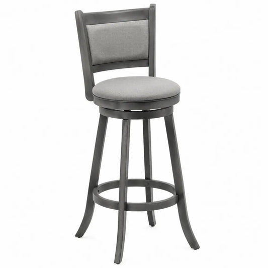 Barhocker Metall Grau Stoffpolsterung Drehbar