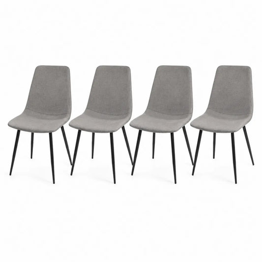 Esszimmerstühle Set aus Stoff mit Stahlbeinen in Grau, 4 Stück
