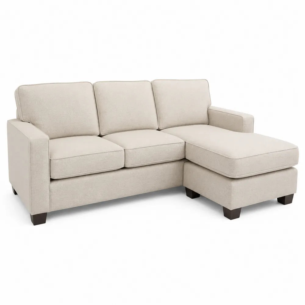 Ecksofa mit Ottomane Beige Polyester