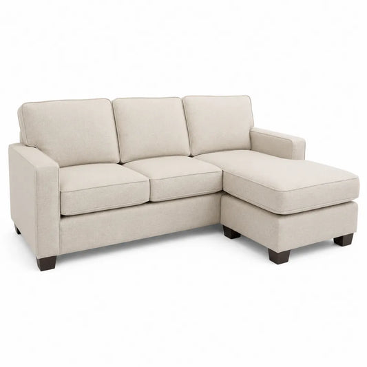 Ecksofa mit Ottomane Beige Polyester