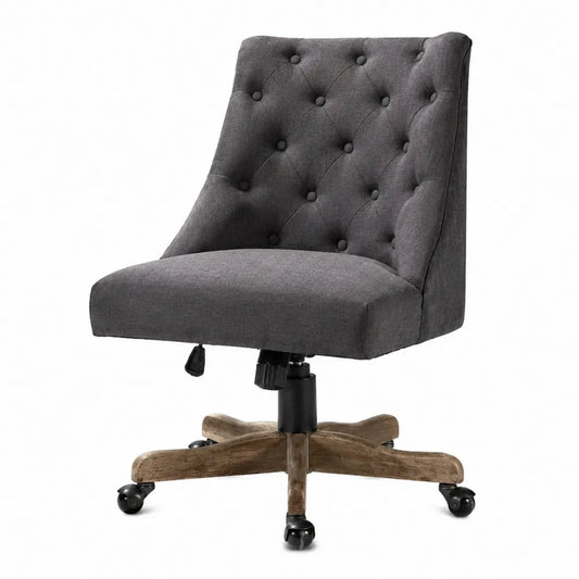 Polster-Bürostuhl mit Holzfuß, Grau, Höhenverstellbar