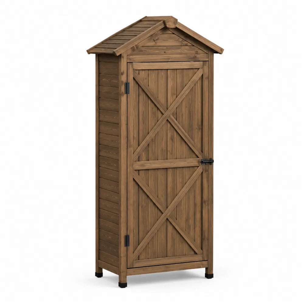 Holz-Gartenschrank Braun 80x50x180 cm
