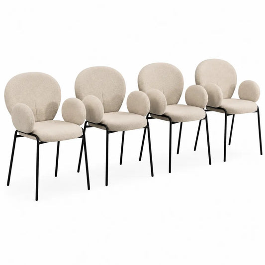 Set aus 4 Esszimmerstühlen Beige Stoff Metallrahmen