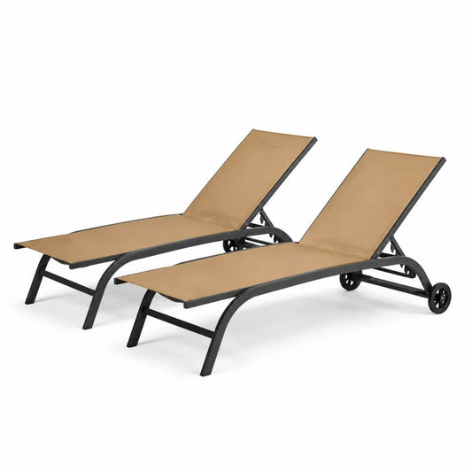 2er Set Verstellbare Sonnenliegen Aluminium/Textil Beige