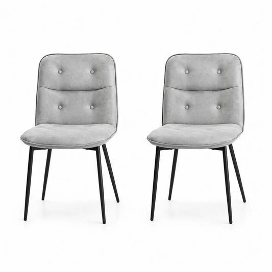 2er Set Esszimmerstühle Stoff Grau Metallbeine