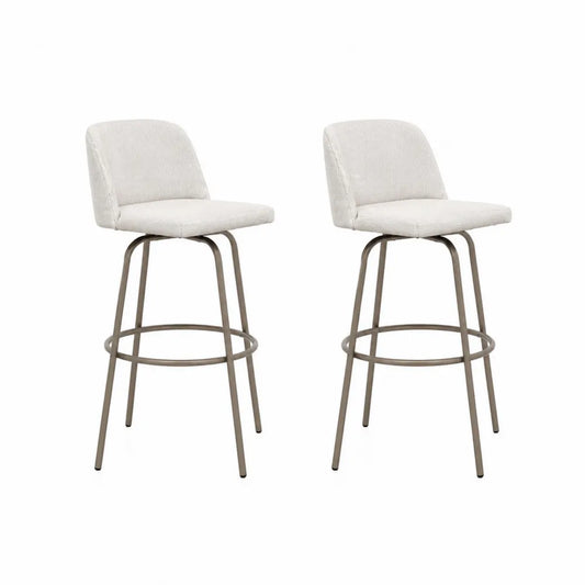 2er-Set drehbare Barhocker mit Polyesterbezug und Metallrahmen, Creme