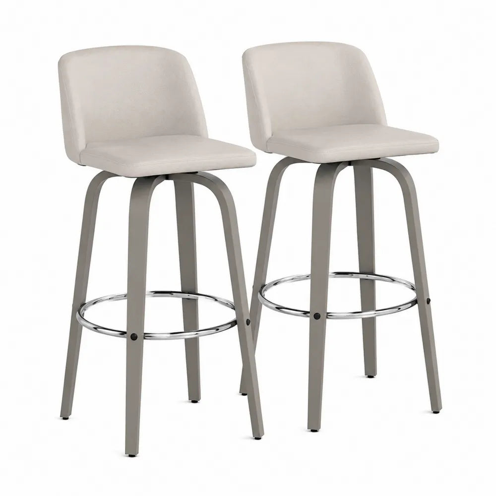 2er Set Barhocker mit Mikrofaser-Sitz und Metallrahmen in Beige